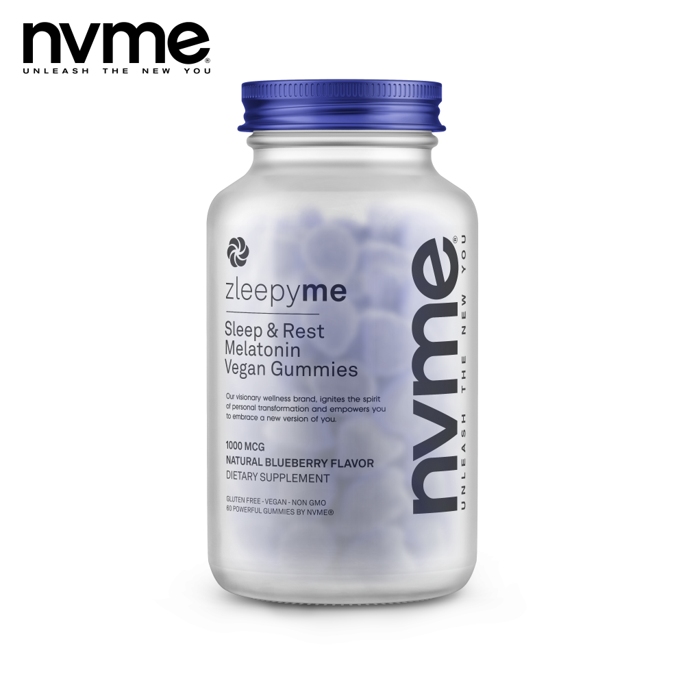 NVME Supplements NVME Supplements Nvme Sleep & Rest Zleepyme Blueberry Bottle Mockup + Logo
