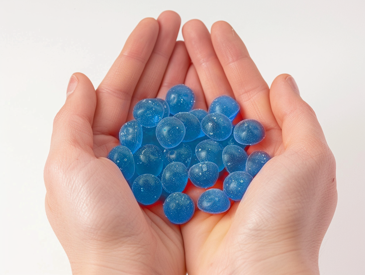 NVME Supplements NVME Supplements Nvme Extreme Close Up Of Two Hands Holding A Bunch Of Blueberries Gummies